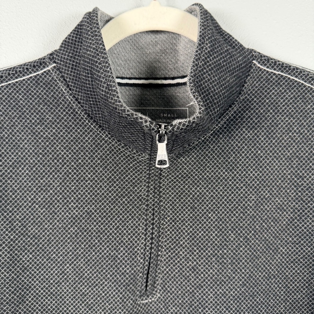 BKE Men Quarter Zip Pullover Sweater Small Black White Pattern B1220 Long Sleeve